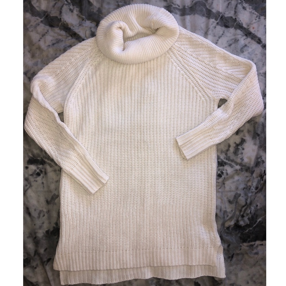 Knitted white sweater dress